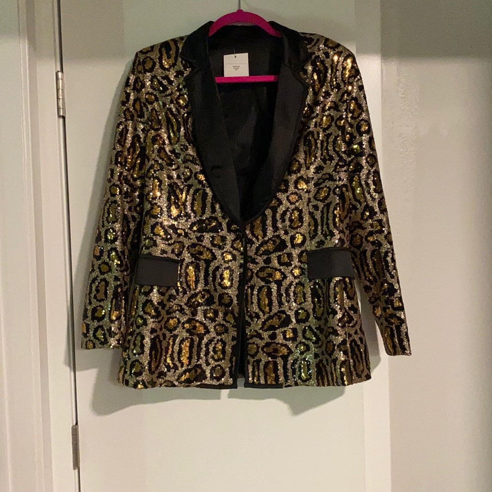Cheetah print sequin blazer